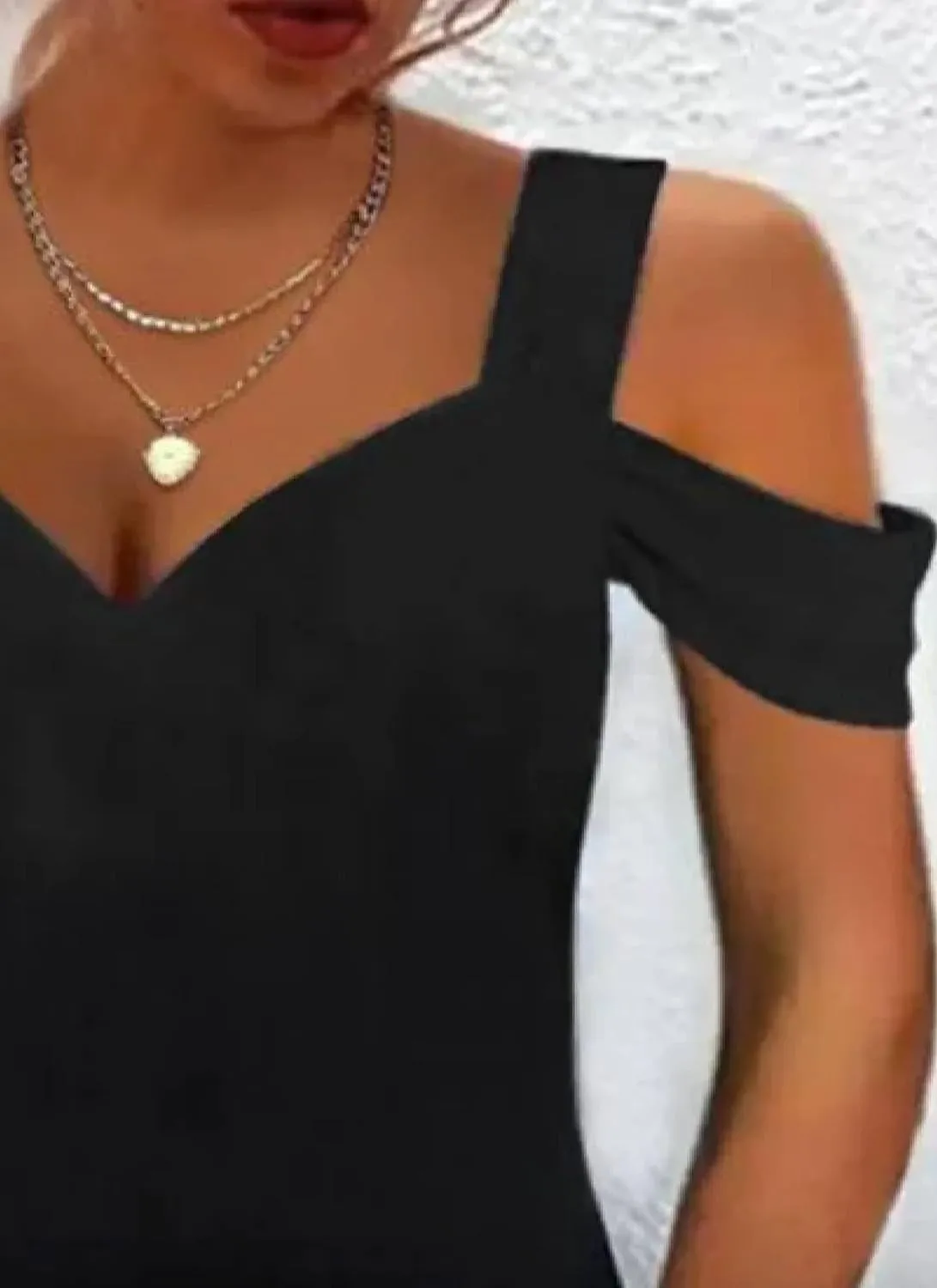 Women Summer 2025 Fashion Sexy Black Plain Straps Short Sleeve A-Line Classic Simple Business Party Mini Dress