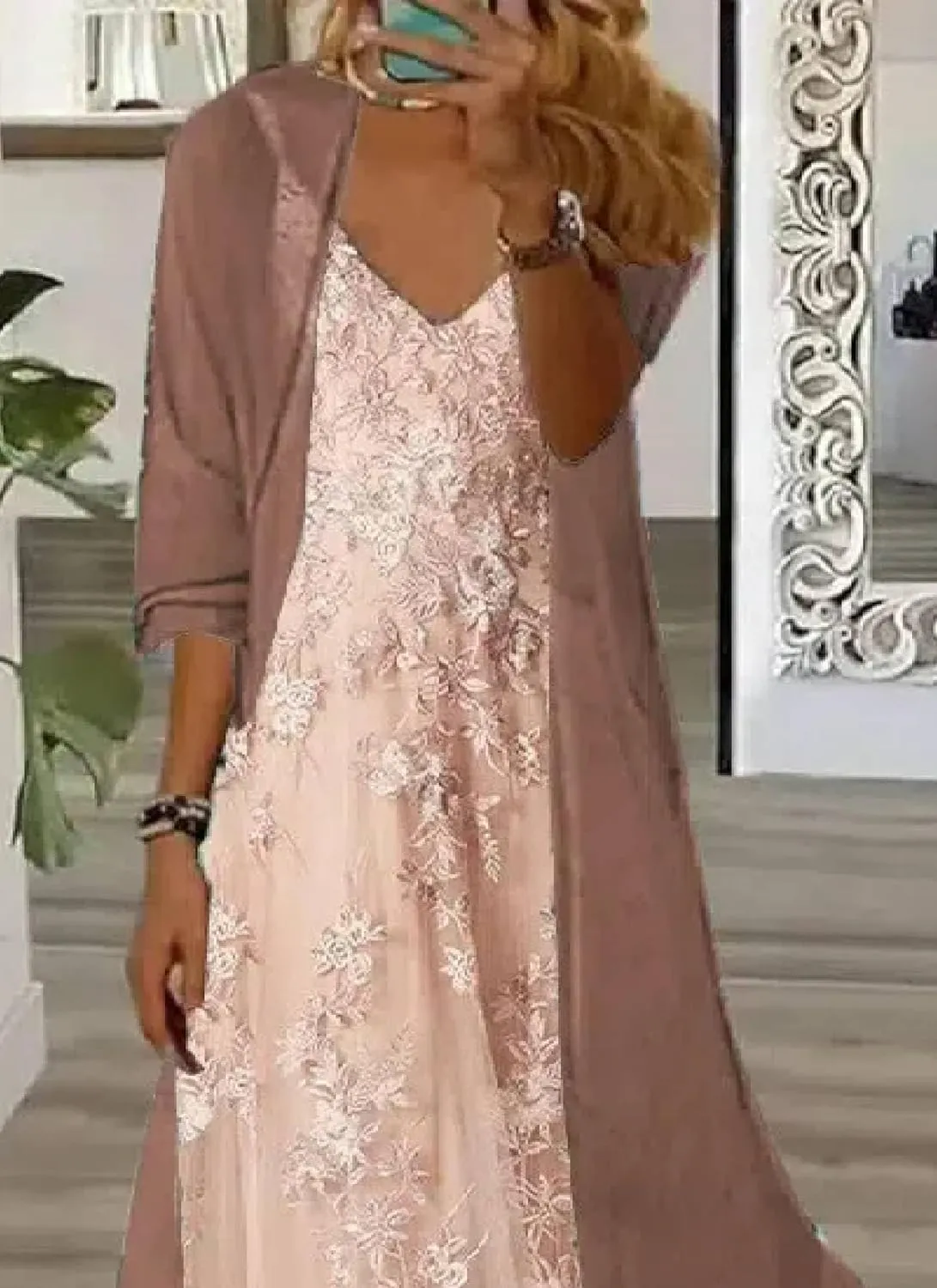 Women's Casual 2 Piece Set 2025 Flowy Summer Outfits Floral Print Maxi Dress with Jacket Loose Irregular Hem Dresses