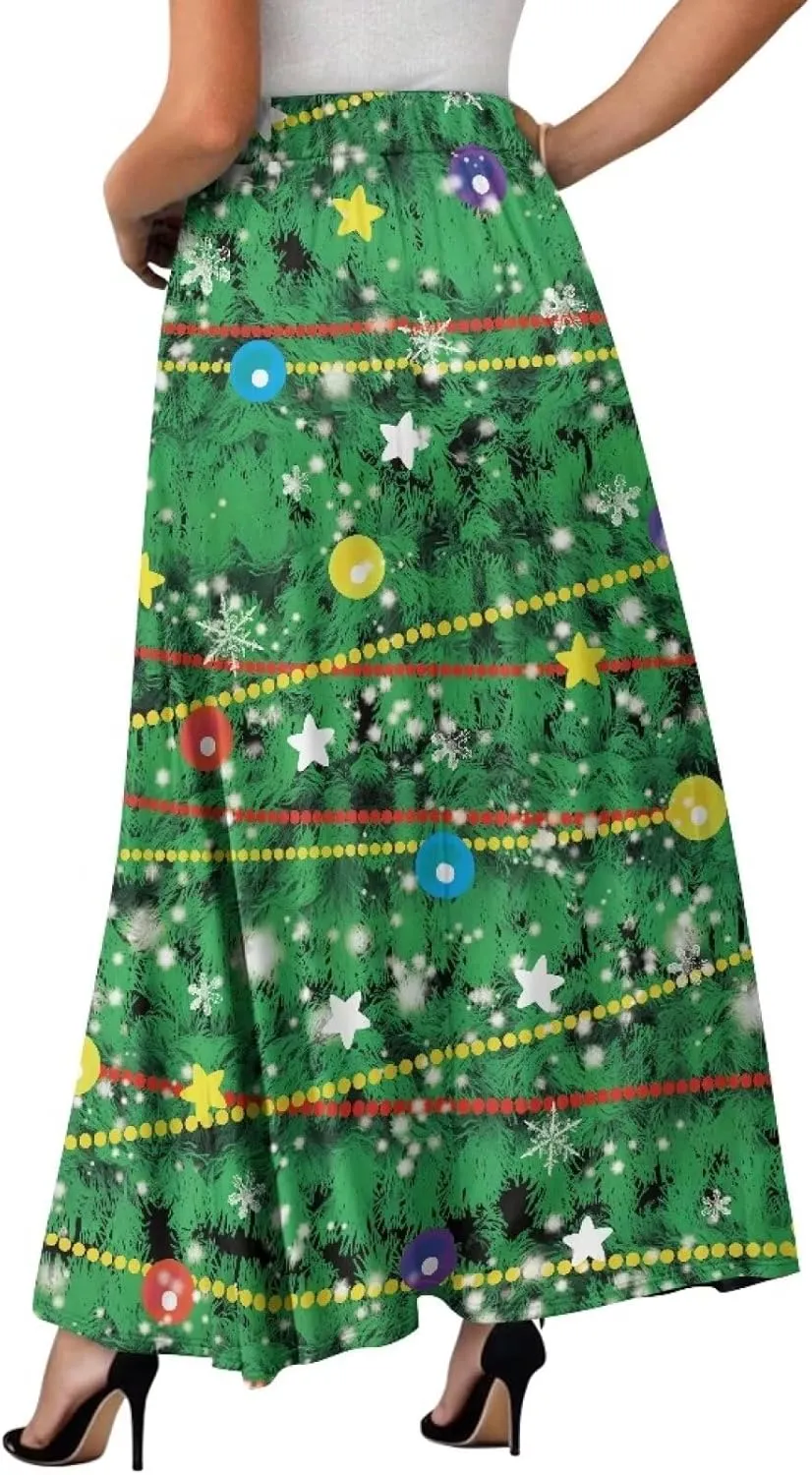 Women's Casual Maxi Skirt Long Skirts with Pockets Fashion Ankle Length Skirt Flowy Breathable Party Dress