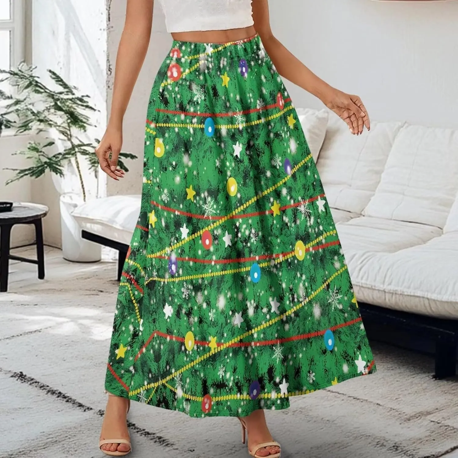 Women's Casual Maxi Skirt Long Skirts with Pockets Fashion Ankle Length Skirt Flowy Breathable Party Dress