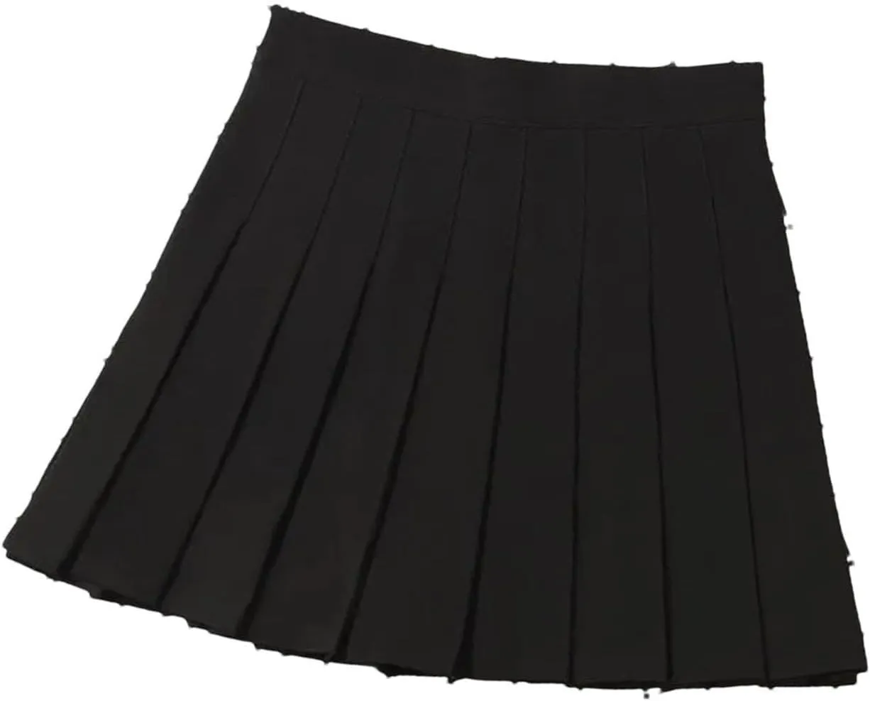 Women's High Waist Harajuku Mini Pleated Skirt Summer Ruffle Bodycon Casual A-Line Short Skirt