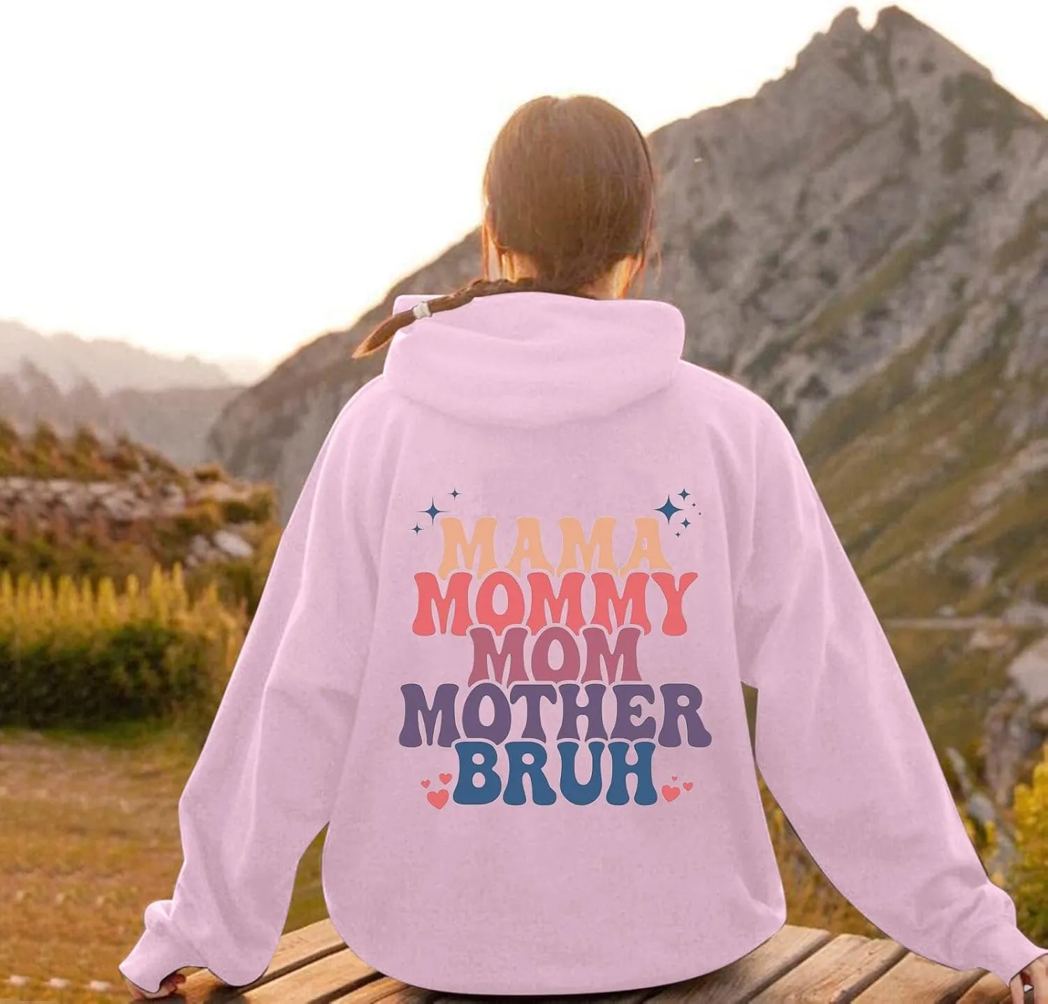 Womens Hoodies Letter Print Oversized Sweatshirt Long Sleeve Tops Pullover Fall Outfits with Pocket