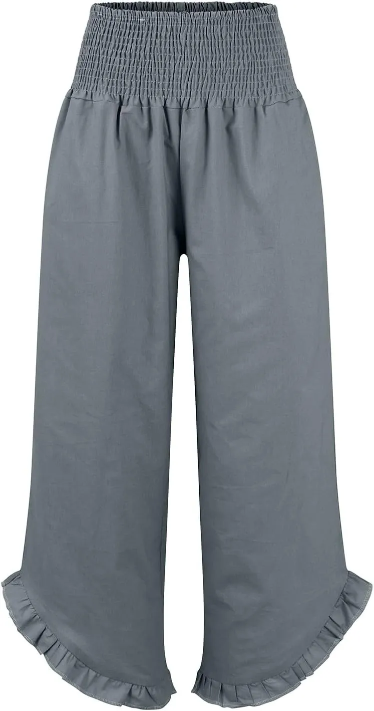 Womens Linen Pants Summer Wide Leg Trousers Elastic Waist Casual Lounge Pant with Pockets 2025 Beach Vacation