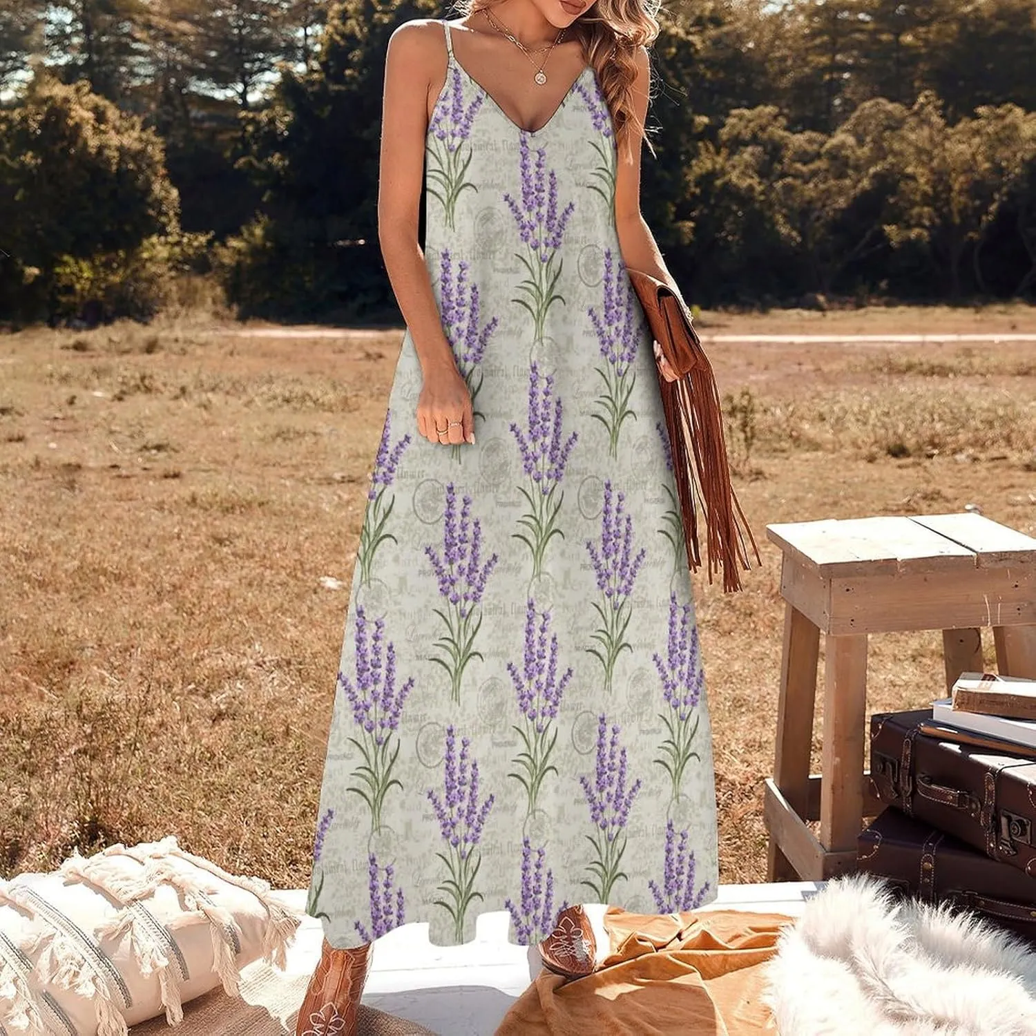 Women's Maxi Dress Summer Sleeveless Spaghetti Strap Sundress Casual Long Dress