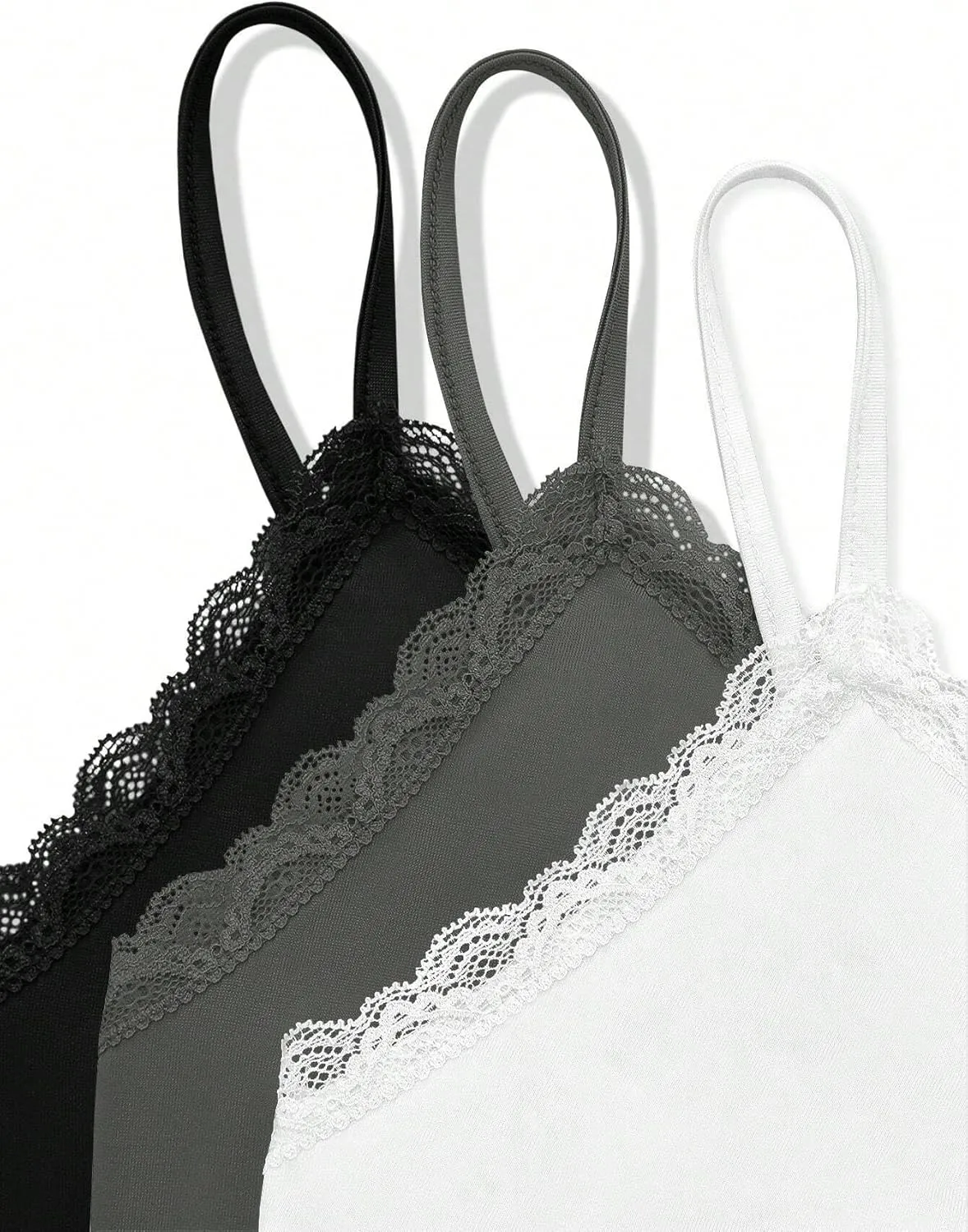 Women's Shirts Solid Color Spaghetti Strap Lace Three-Piece Set Camisole Fashion Camis Tank Tops