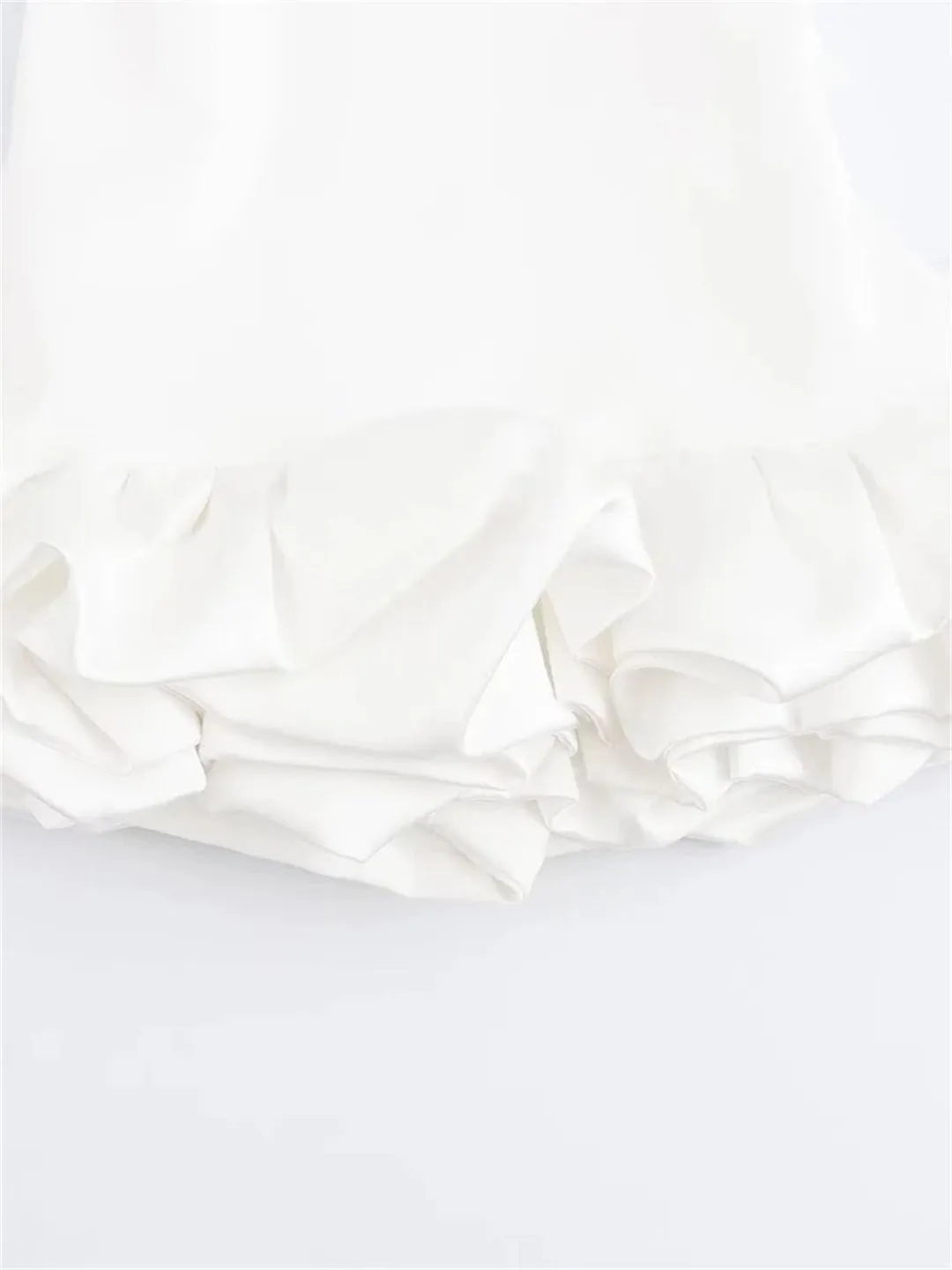 Women's Sleeveless Solid Color Ruffle Hem Fluffy Backless Slim Mini Dress Sexy Prom Party Dresses