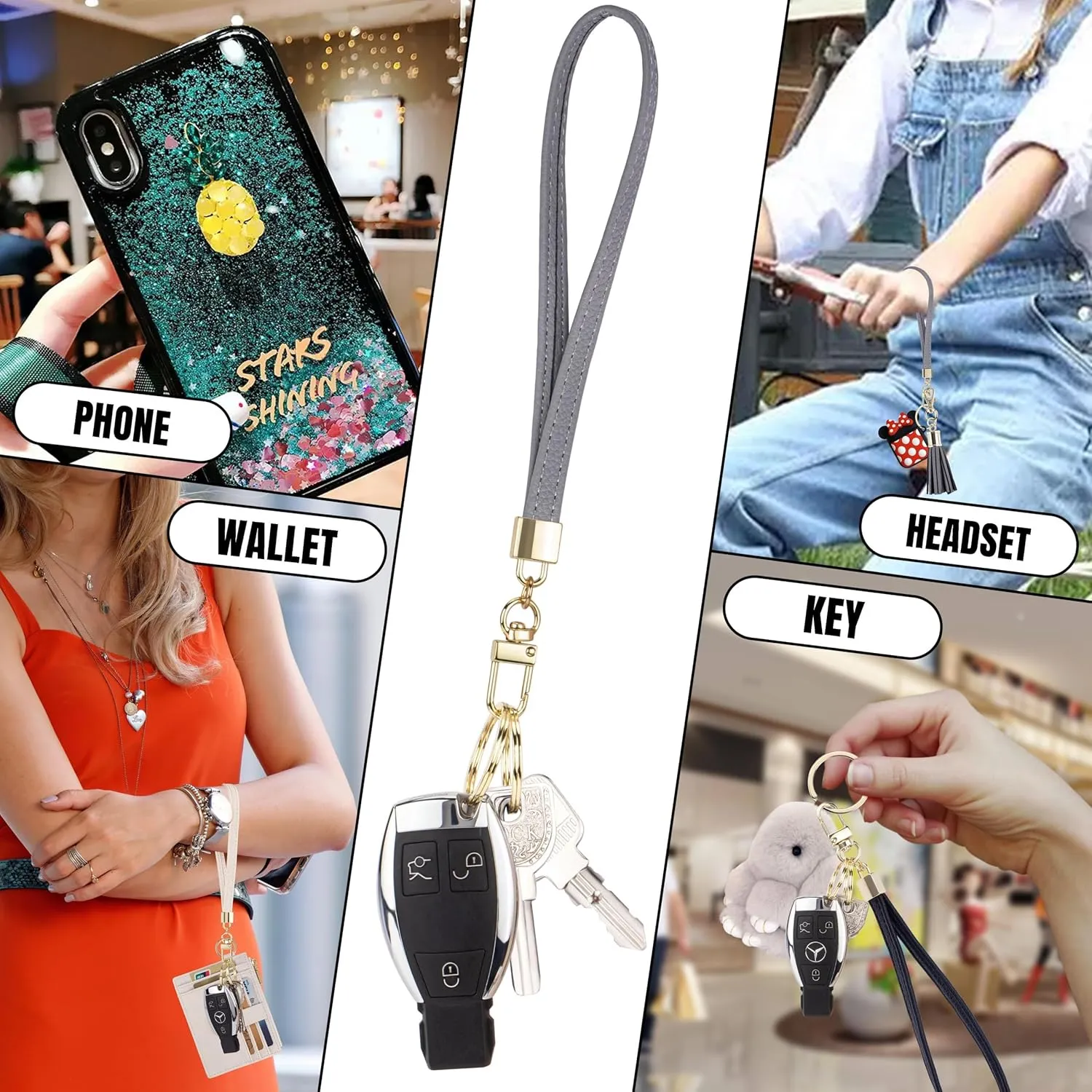 Wristlet Keychain Wallet for Women Slim Rfid Blocking Credit Card Holder Wristlet Zip Id Case Wallet Small Compact Leather Wallet Coin Purse for Women (Gray)