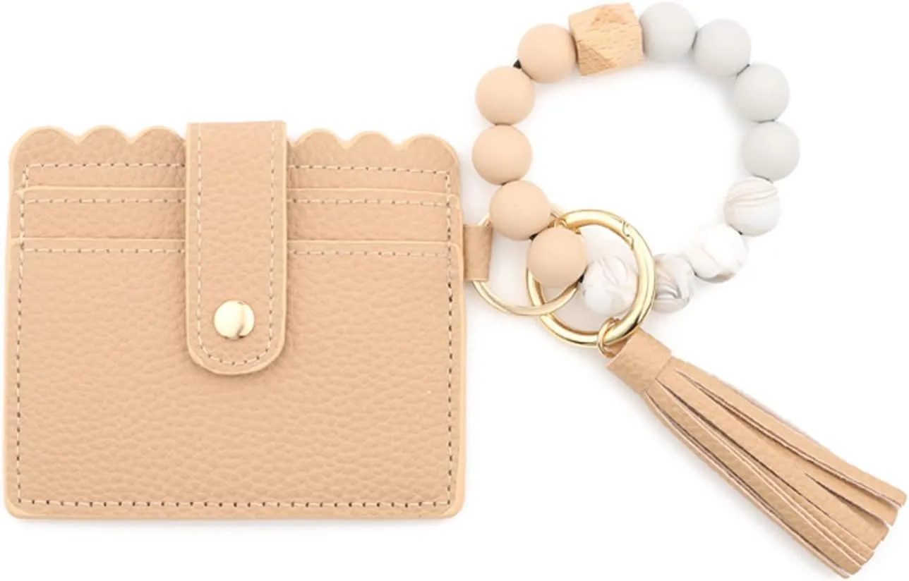 Wristlet Wallet with Keychain Wristlet Bracelet Keychain Pocket Credit Card Holder Purse for Women