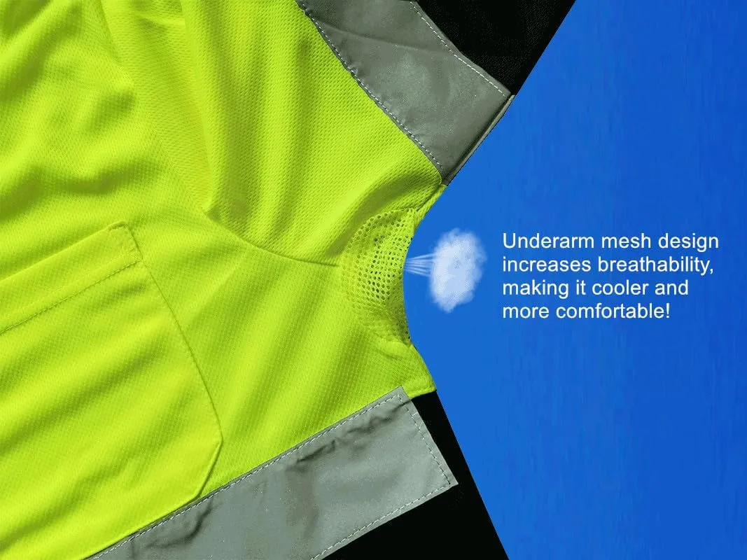 XIAKE RT417 Safety Shirts for Men Reflective Long Sleeve High Visibility Reflective Safety T Shirt