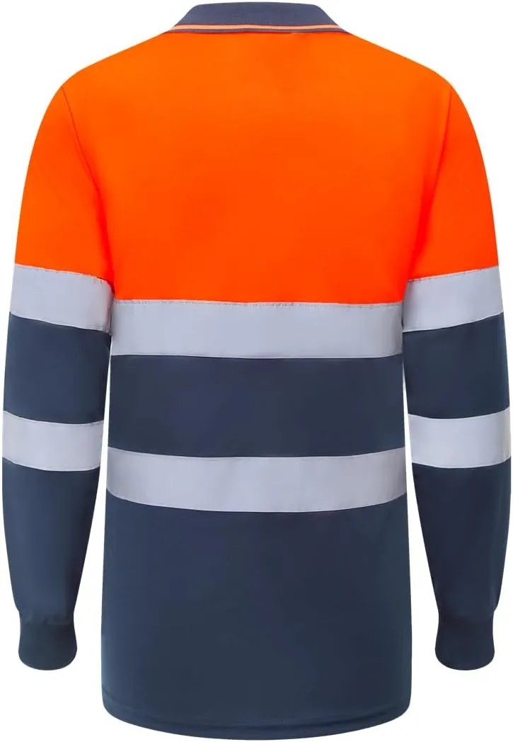 XIAKE RT417 Safety Shirts for Men Reflective Long Sleeve High Visibility Reflective Safety T Shirt