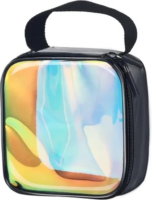 ZLFSRQ Clear TSA Approved Toiletry Bag Waterproof Black Travel Makeup Bags with Zipper Handle Quart Size Transparent Liquids Pouch Personalized Portable Cute PVC Cosmetic Bag Organizer for Women